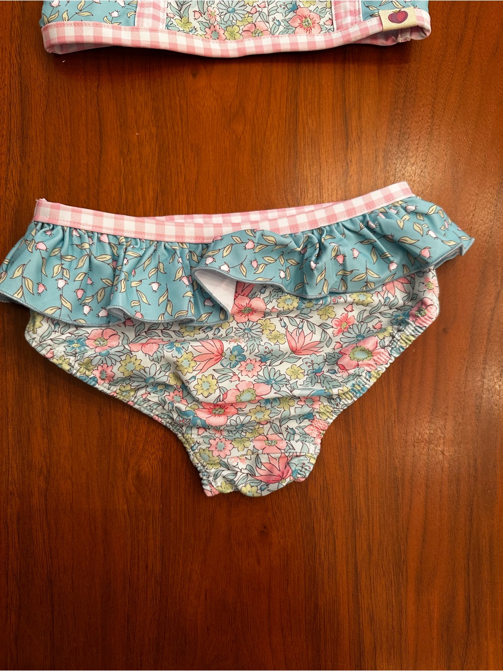 Nwt Cheeky Plum Girls Floral Ruffle Two-Piece Swimsuit Blue & Pink Size 5t — image 3 of 6
